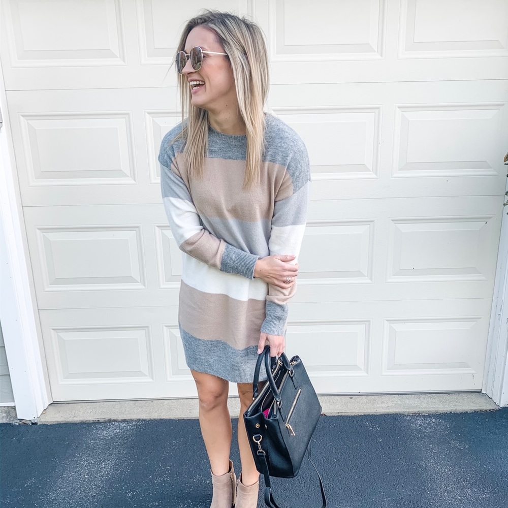 Red Dress Colorblock Sweater Dress